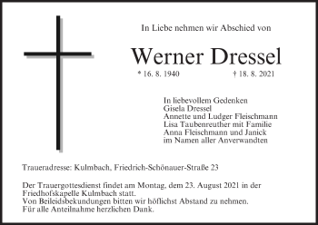 Anzeige von Werner Dressel von MGO