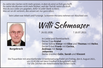 Anzeige von Willi Schmauser von MGO