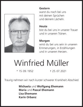 Anzeige von Winfried Müller von MGO
