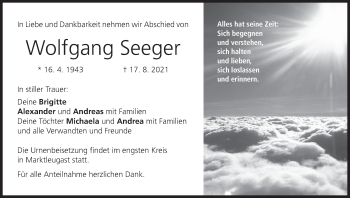 Anzeige von Wolfgang Seeger von MGO