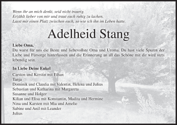 Anzeige von Adelheid Stang von MGO