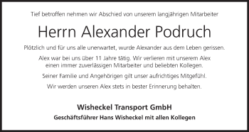 Anzeige von Alexander Podruch von MGO