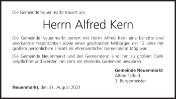 Anzeige von Alfred Kern von MGO