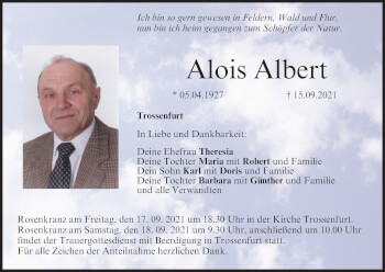 Anzeige von Alois Albert von MGO