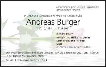 Anzeige von Andreas Burger von MGO