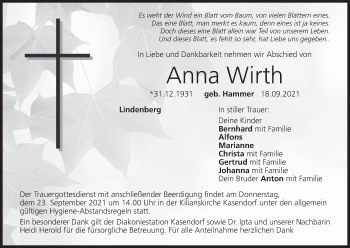 Anzeige von Anna Wirth von MGO