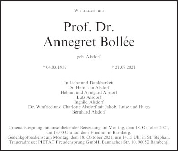 Anzeige von Annegret Bollée von MGO