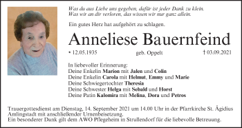 Anzeige von Anneliese Bauernfeind von MGO