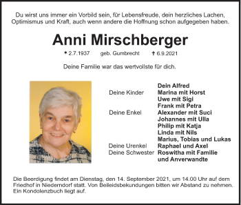Anzeige von Anni Mirschberger von MGO
