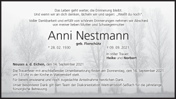 Anzeige von Anni Nestmann von MGO