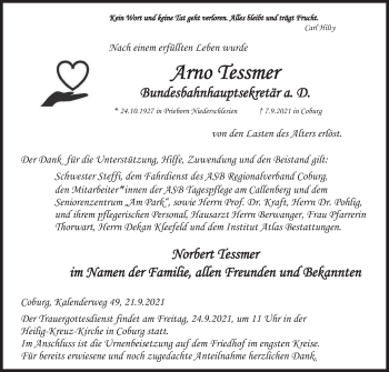 Anzeige von Arno Tessmer von MGO