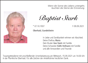 Anzeige von Baptist Stark von MGO