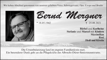 Anzeige von Bernd Mergner von MGO