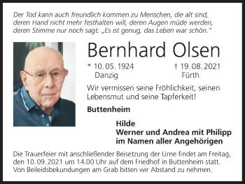Anzeige von Bernhard Olsen von MGO