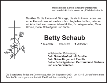 Anzeige von Betty Schaub von MGO