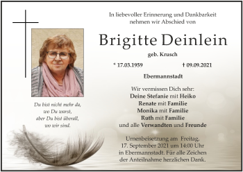 Anzeige von Brigitte Deinlein von MGO