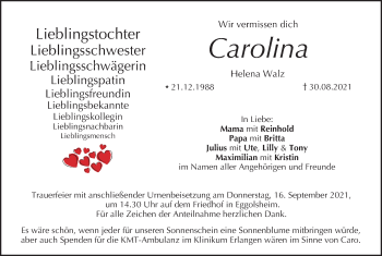 Anzeige von Carolina Helena Walz von MGO