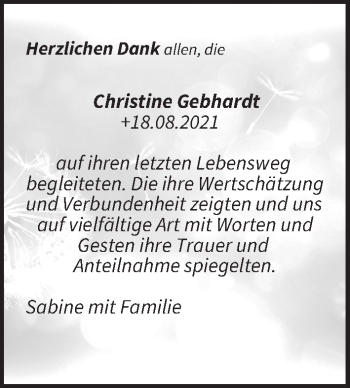 Anzeige von Christine Gebhardt von MGO