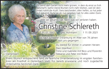 Anzeige von Christine Schlereth von MGO