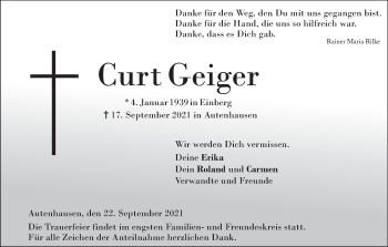 Anzeige von Curt Geiger von MGO