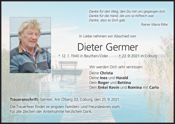 Anzeige von Dieter Germer von MGO