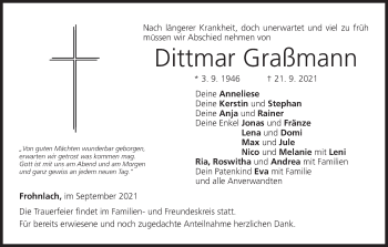 Anzeige von Dittmar Graßmann von MGO