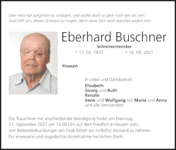Anzeige von Eberhard Buschner von MGO