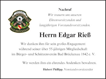 Anzeige von Edgar Rieß von MGO