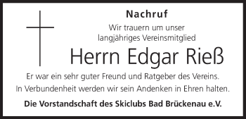 Anzeige von Edgar Rieß von MGO