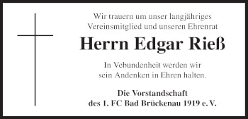 Anzeige von Edgar Rieß von MGO