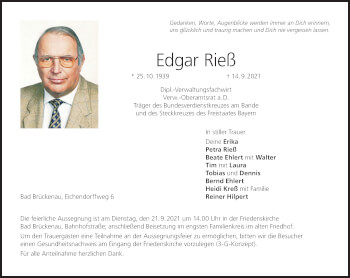 Anzeige von Edgar Rieß von MGO