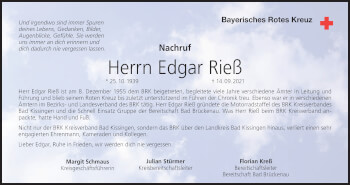 Anzeige von Edgar Rieß von MGO