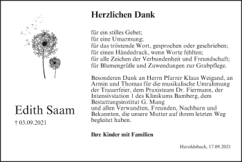 Anzeige von Edith Saam von MGO