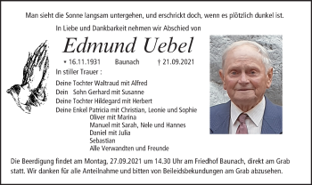 Anzeige von Edmund Uebel von MGO