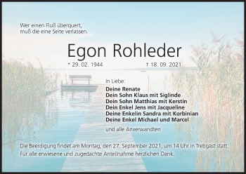 Anzeige von Egon Rohleder von MGO