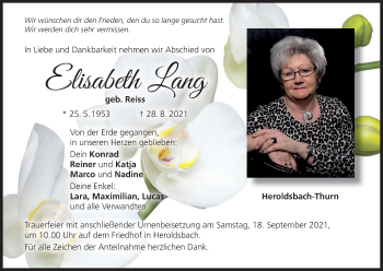 Anzeige von Elisabeth Lang von MGO