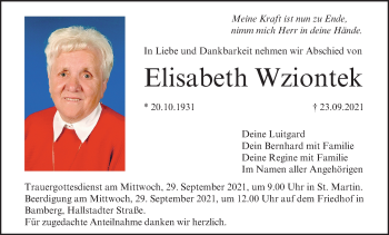 Anzeige von Elisabeth Wziontek von MGO