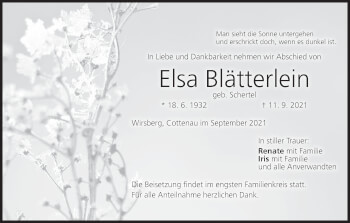 Anzeige von Elsa Blätterlein von MGO
