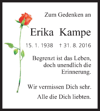 Anzeige von Erika Kampe von MGO