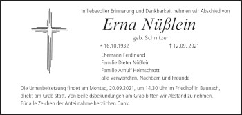 Anzeige von Erna Nüßlein von MGO