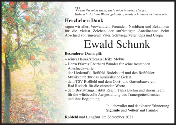 Anzeige von Ewald Schunk von MGO