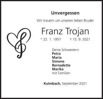 Anzeige von Franz Trojan von MGO