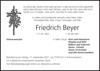 Anzeige von Friedrich Beyer von MGO