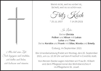 Anzeige von Fritz Koch von MGO
