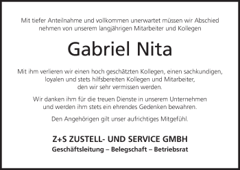 Anzeige von Gabriel Nita von MGO