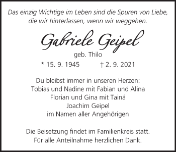 Anzeige von Gabriele Geipel von MGO