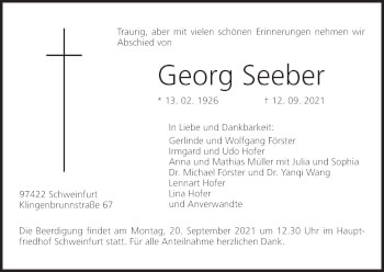 Anzeige von Georg Seeber von MGO