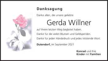 Anzeige von Gerda Willner von MGO
