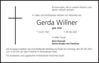 Anzeige von Gerda Willner von MGO