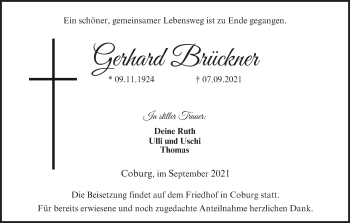 Anzeige von Gerhard Brückner von MGO